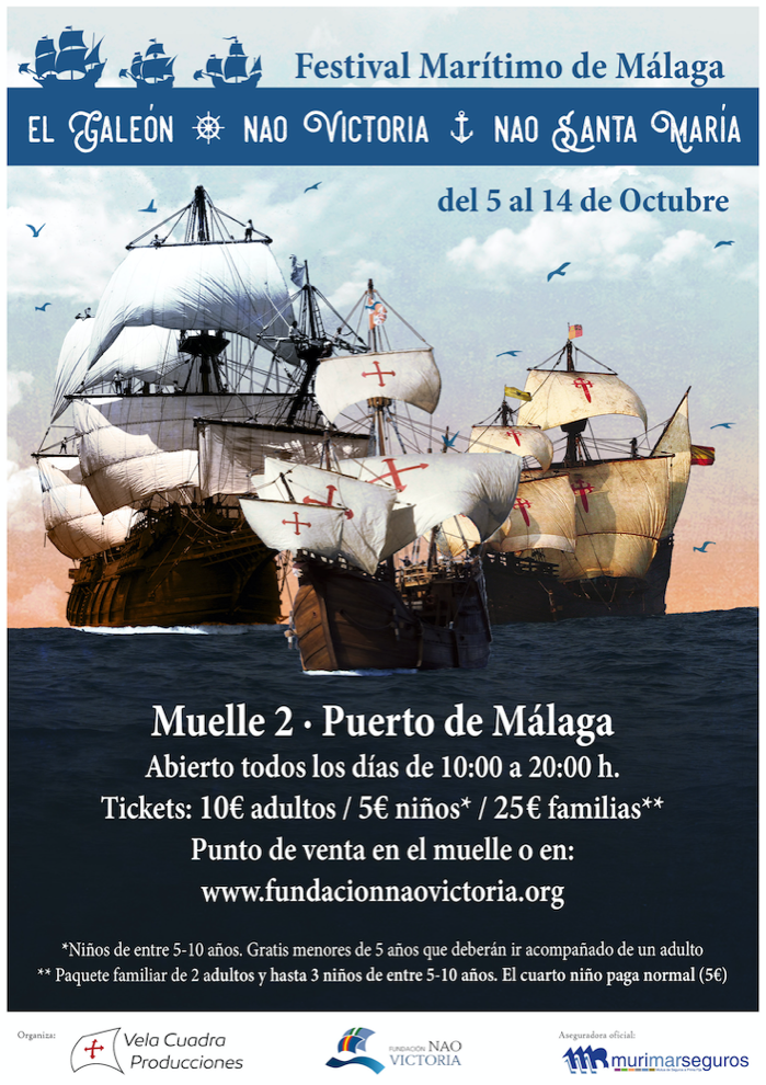Festival Marítimo Málaga (2018) : Gran festival celebrado en 2018 en el Muelle 2 de A Coruña. Participación del Galeón Andalucía, Nao Victoria y Nao Santa María