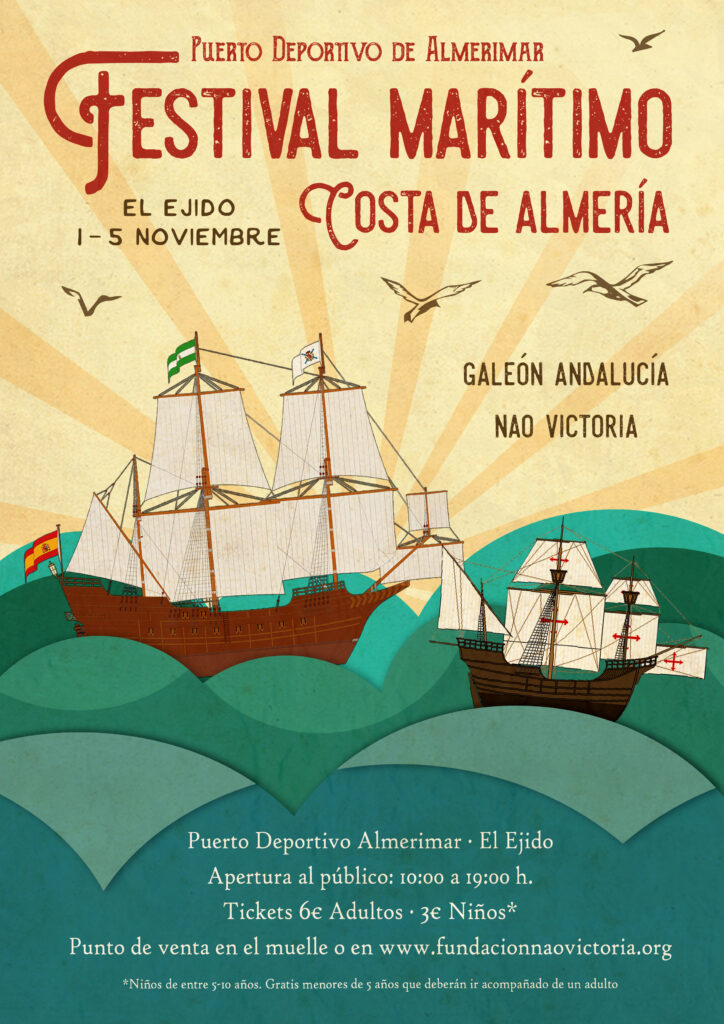 Festival Marítimo Costa de Almería celebrado en 2017, en la que la Nao Victoria y el Galeón Andalucía abrieron sus cubiertas para ser visitados por el público.